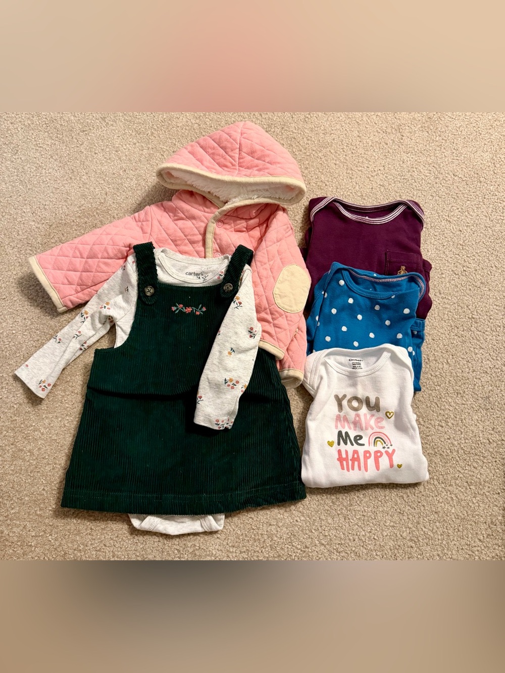 Long Sleeve Baby Girl 3-6 Months Tops, Dress, Jacket Bundle EUC Lot Of 5